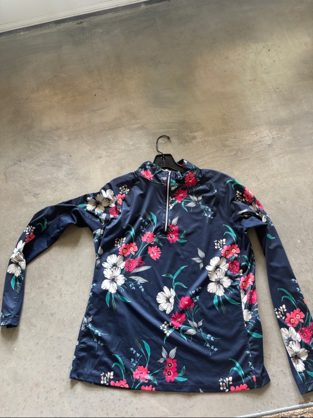 Lady  Hagen  Floral Quarter-Zip Active Top